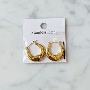 Gold Stainless Steel Hoop Earrings